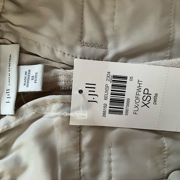 SOLD NWT Natural. Beige J. Jill Modern Linen Stretch Slit-hem Straight Leg Pants - Picture 4 of 4
